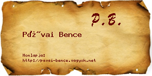 Pávai Bence névjegykártya